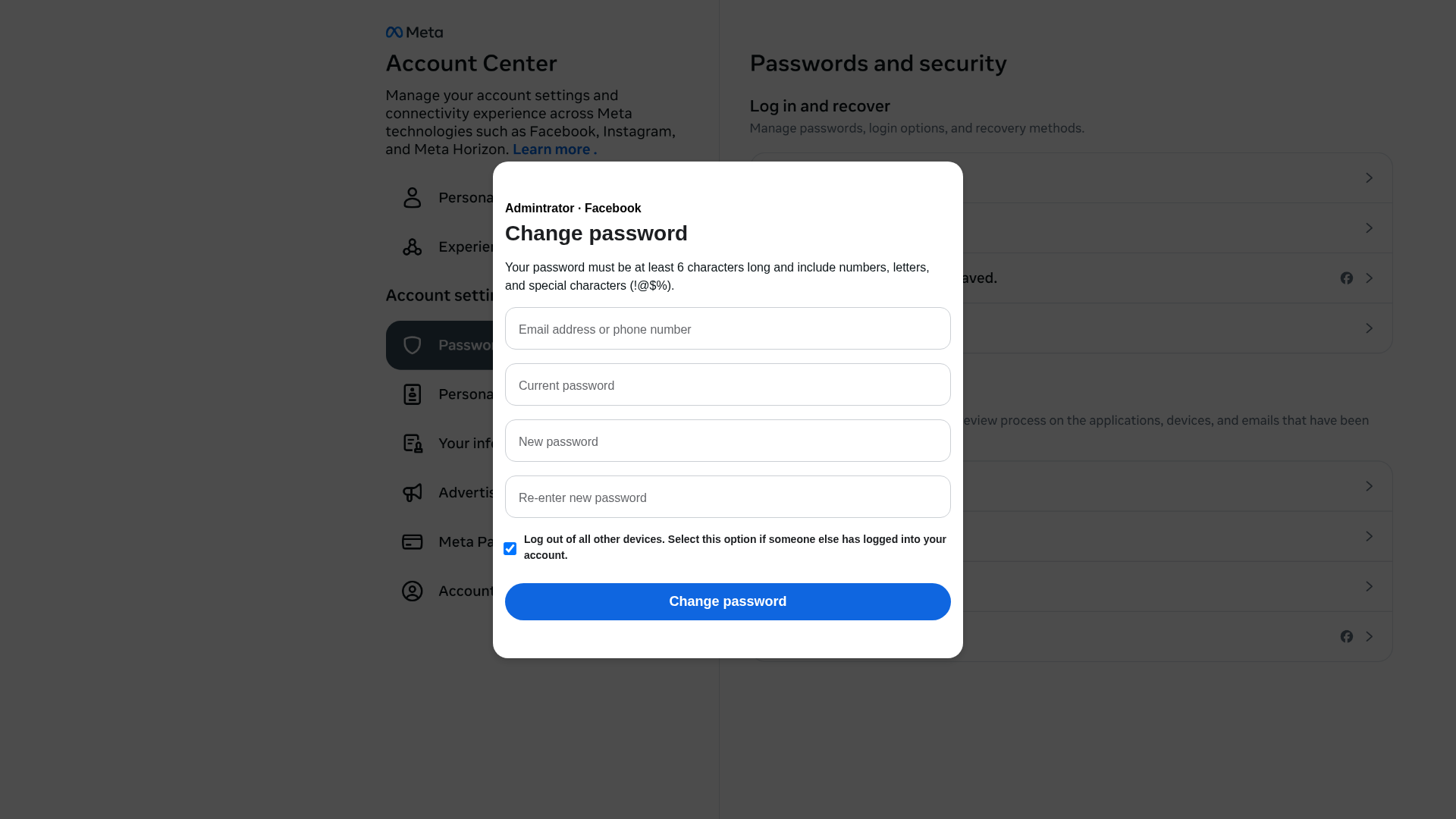 Screenshot of acccounts-center-password-and-security-fdghb.pages.dev