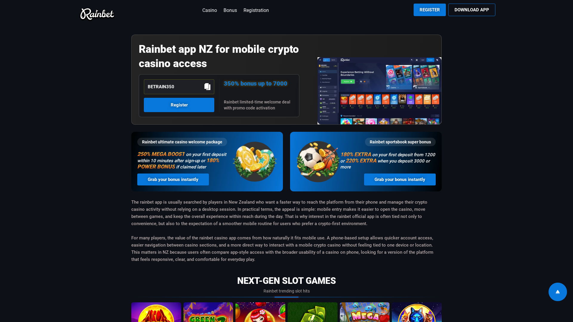 Screenshot of rainbetlogin-nz.com