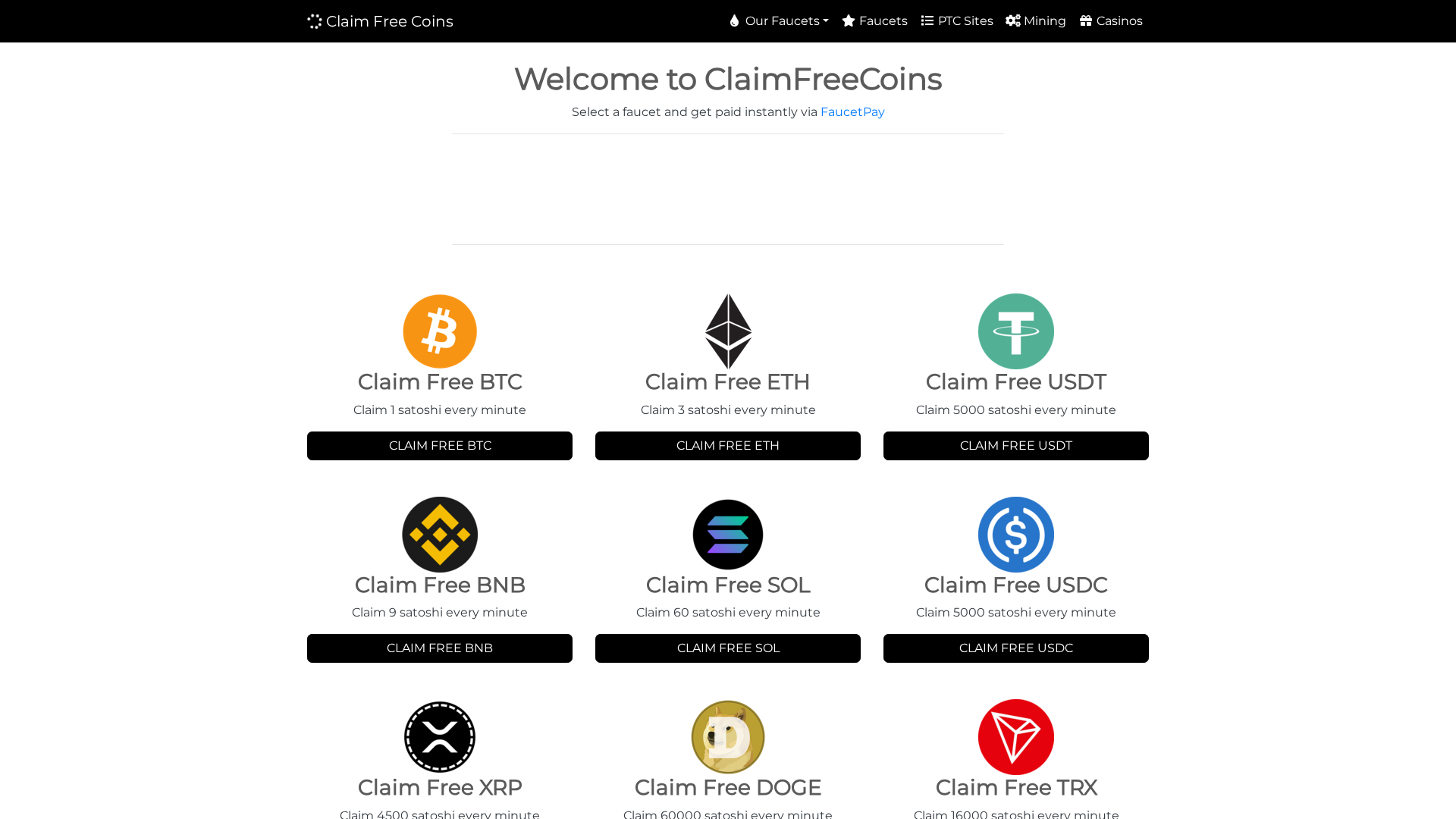 Screenshot of claimfreecoins.io