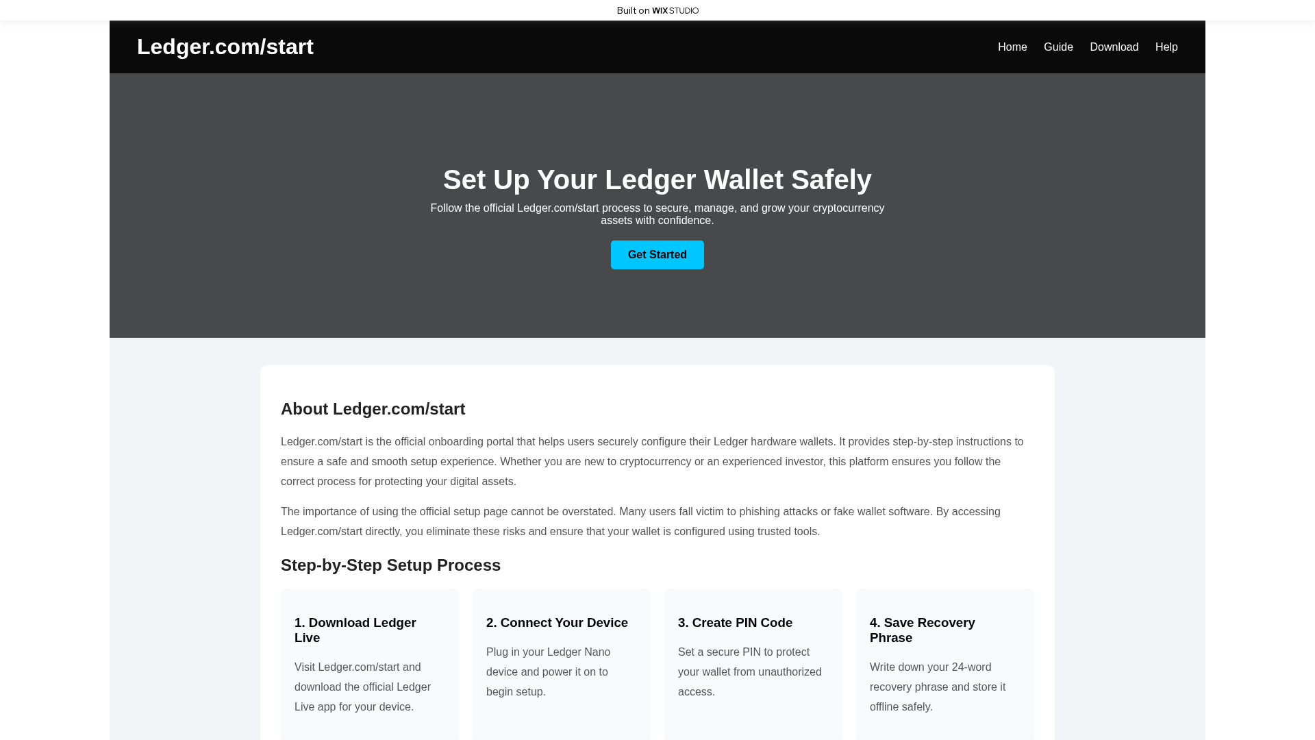 Screenshot of ledgrcom-started.wixstudio.com