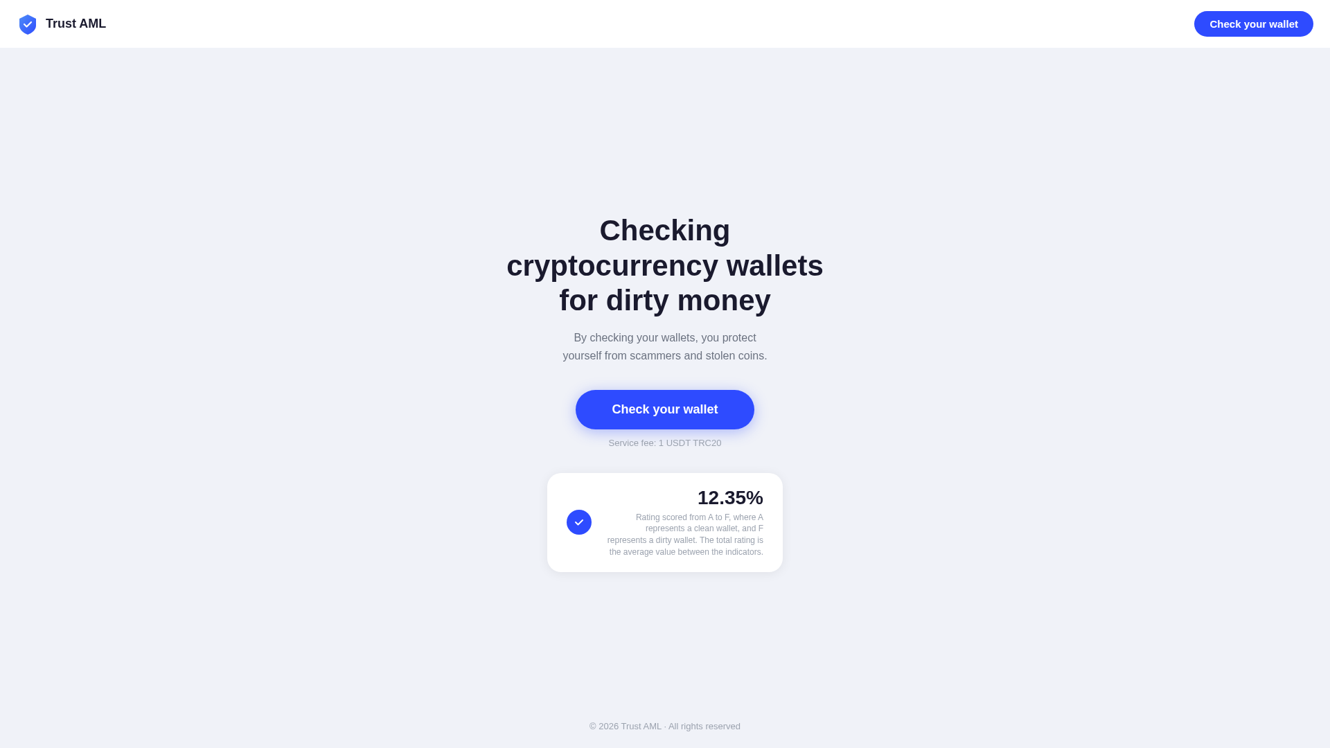 Screenshot of amlscoretrustwallet.com