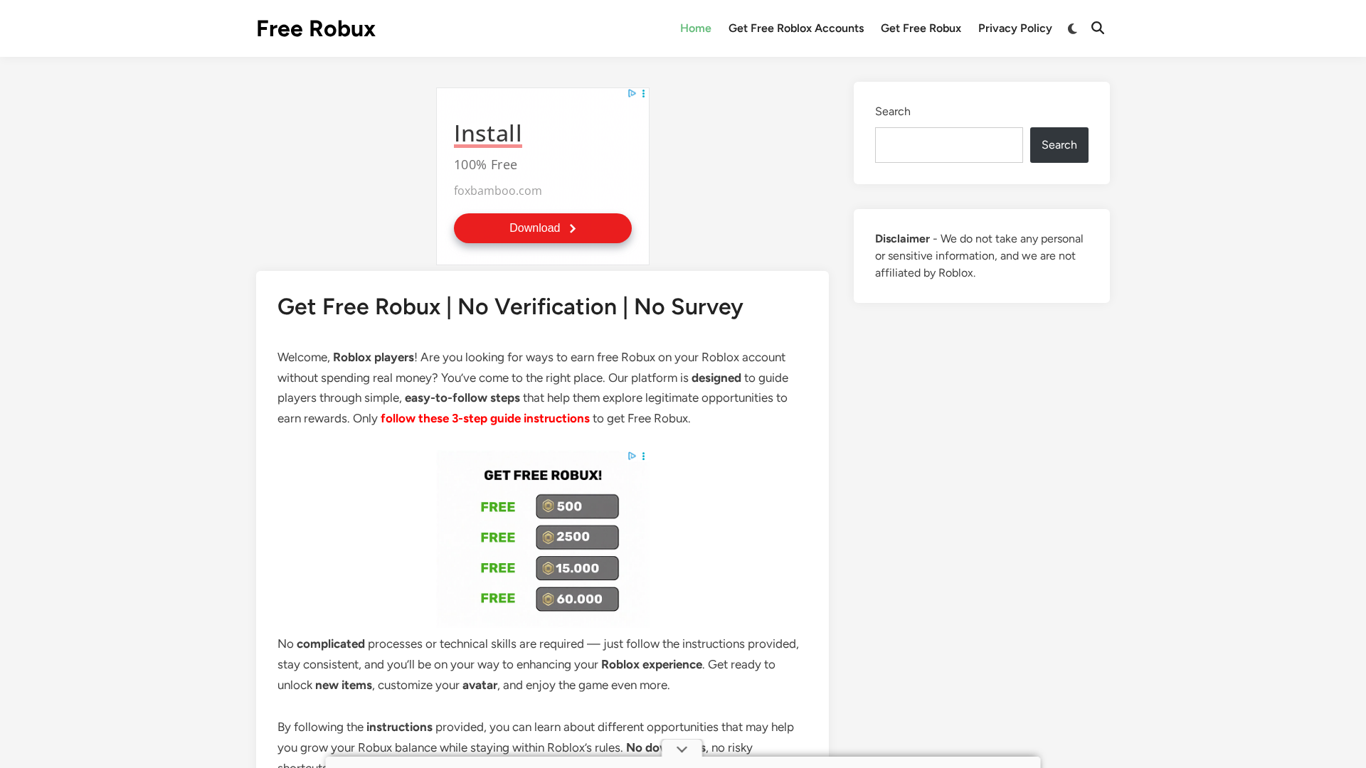 Screenshot of freerobux.biowikiweb.com