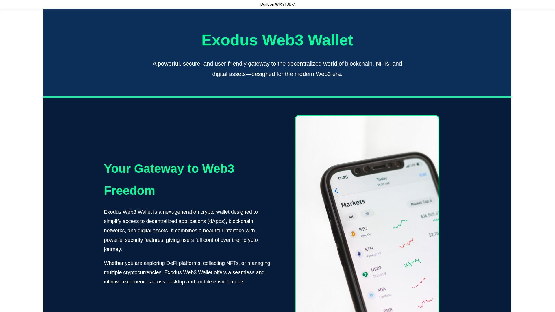 Screenshot of exova-io.wixstudio.com