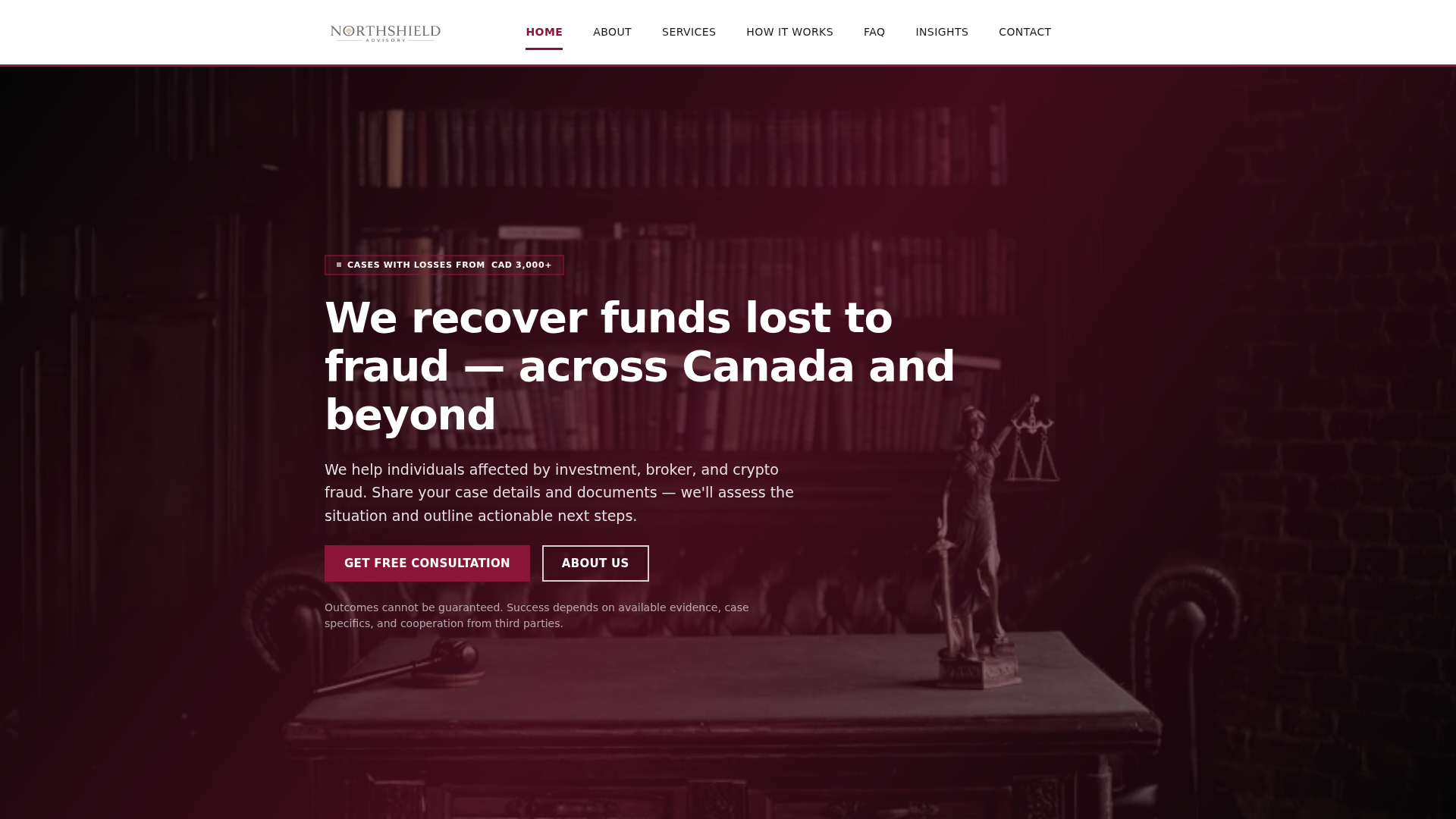 Screenshot of northshield-advisory.com