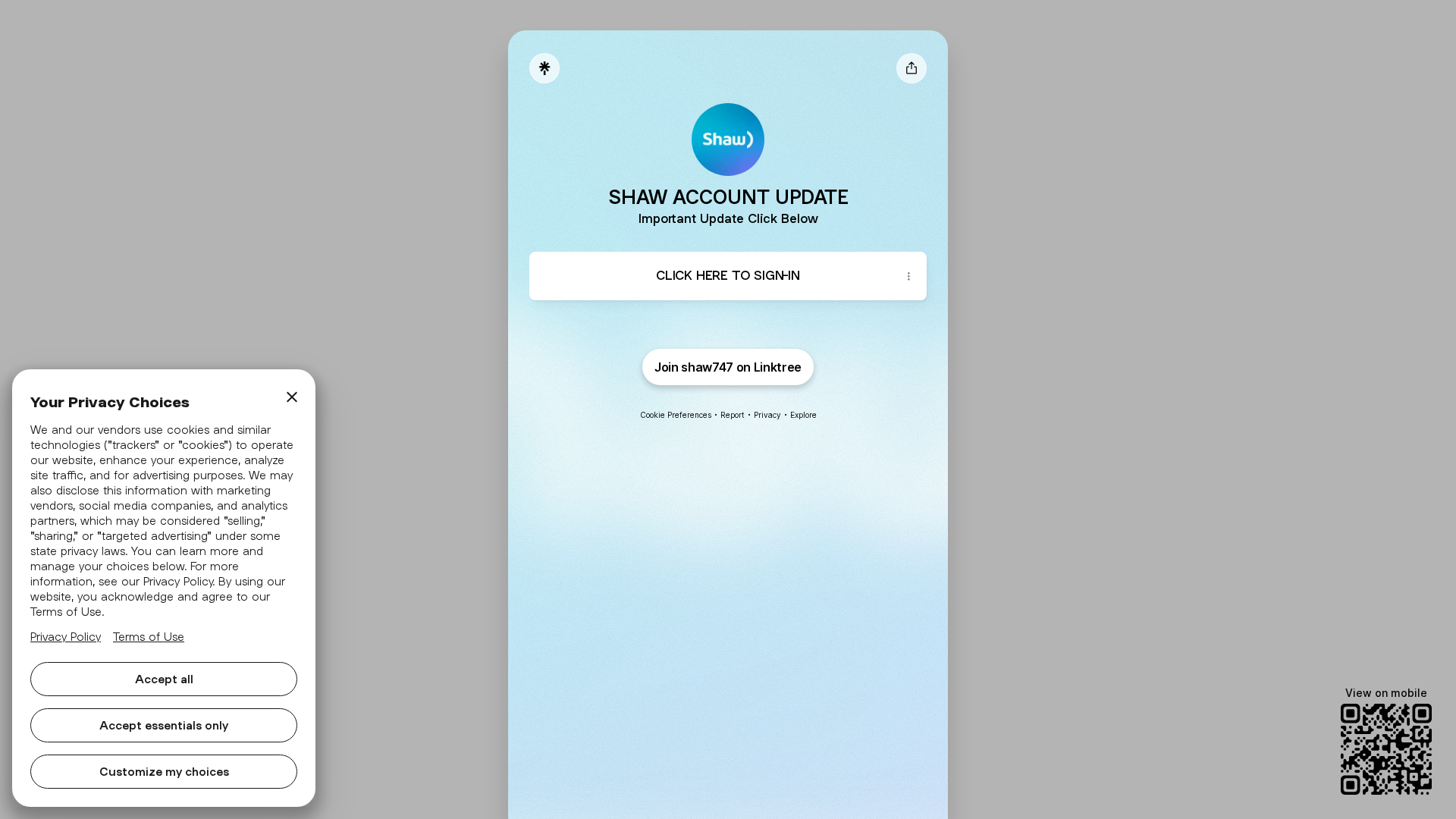 Screenshot of linktr.ee