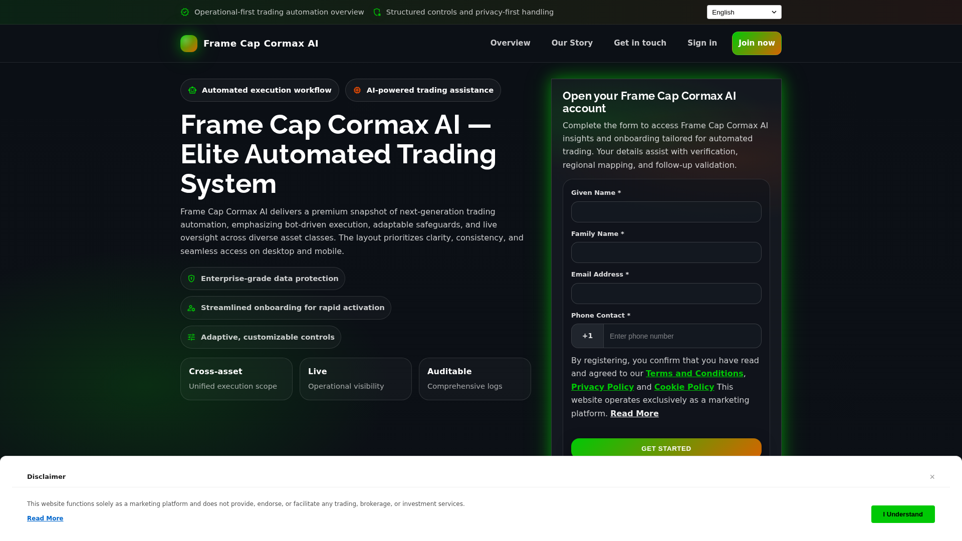 Screenshot of framecapcormaxai.pro