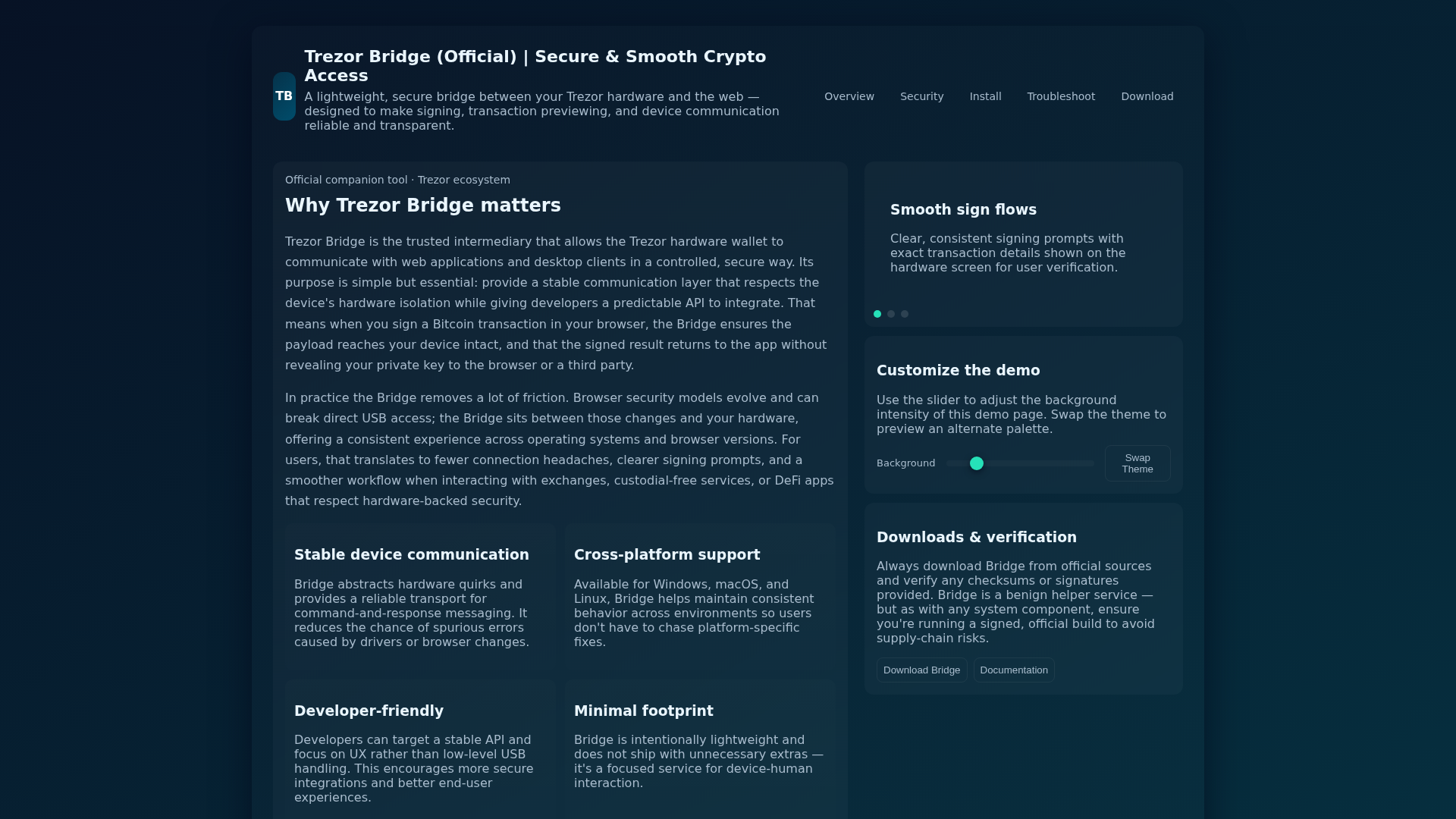 Screenshot of home-trezur-bridge.pages.dev