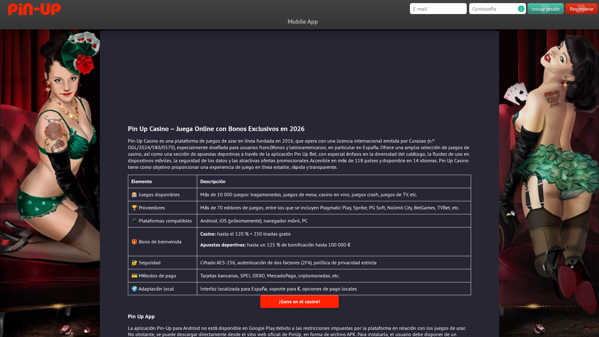 Screenshot of pinup-casino.es