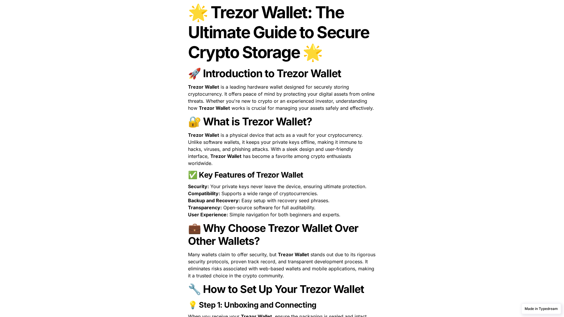 Screenshot of en-us-trezr-wallet-sso.typedream.app