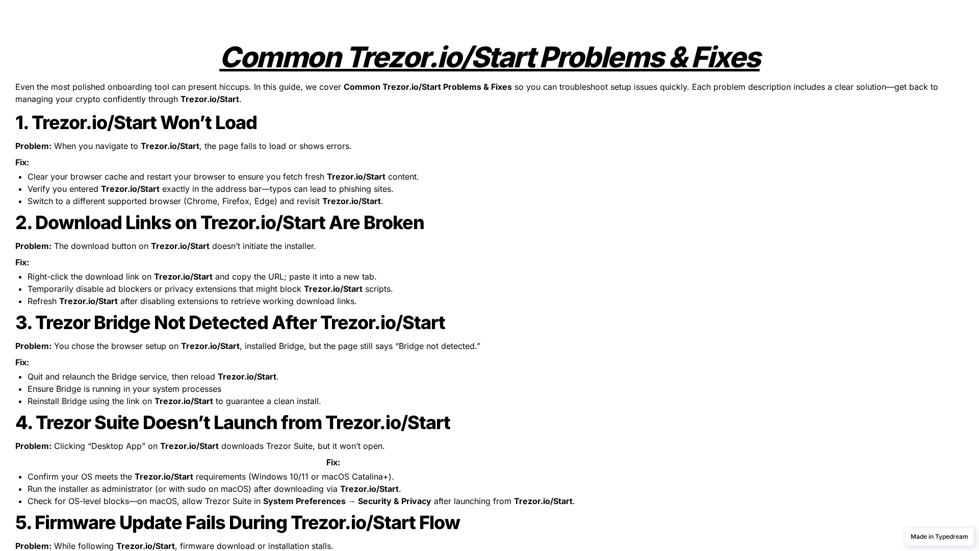 Screenshot of help-io-start-treezer.typedream.app