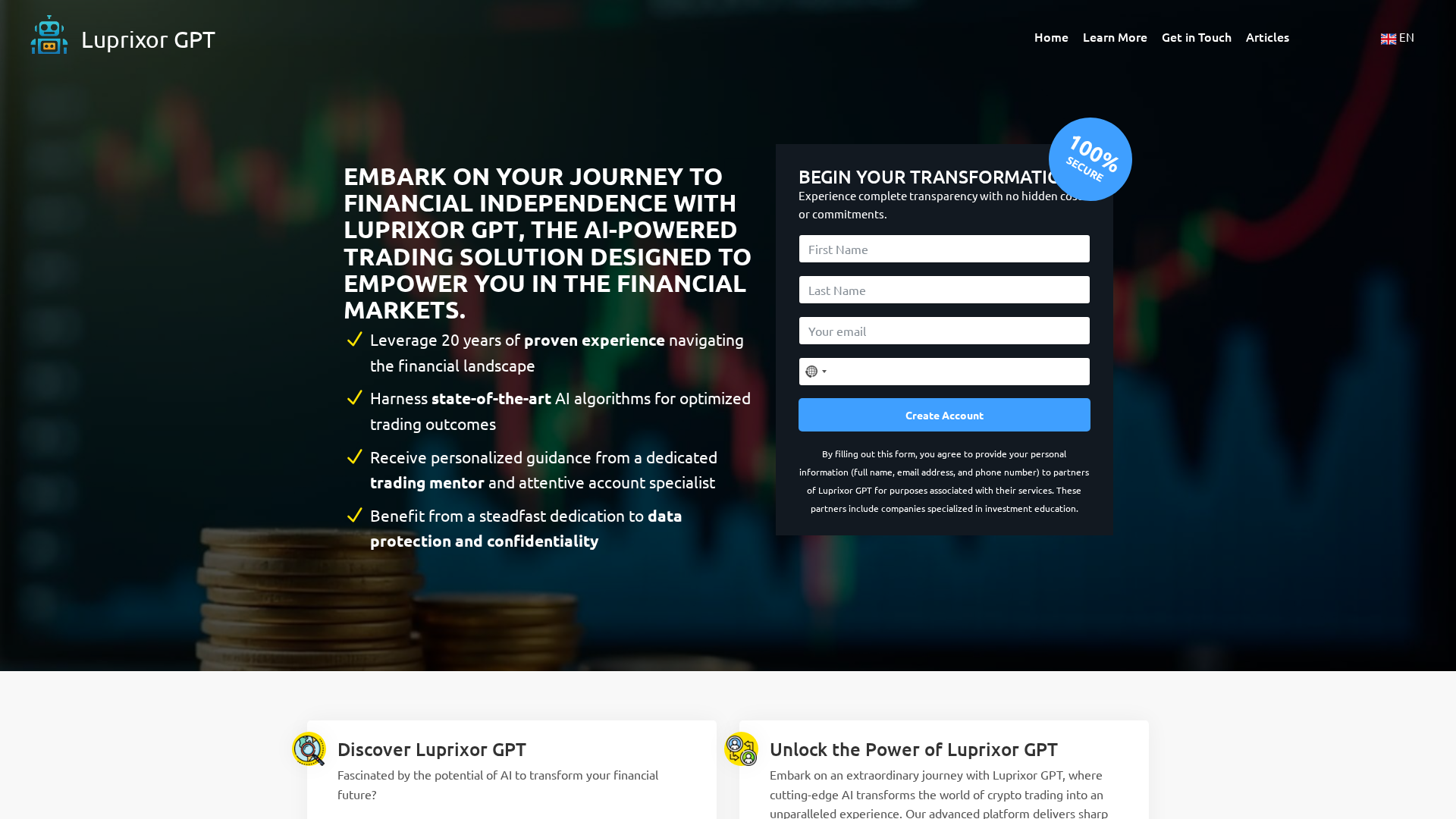 Screenshot of theluprixorgptapp.com