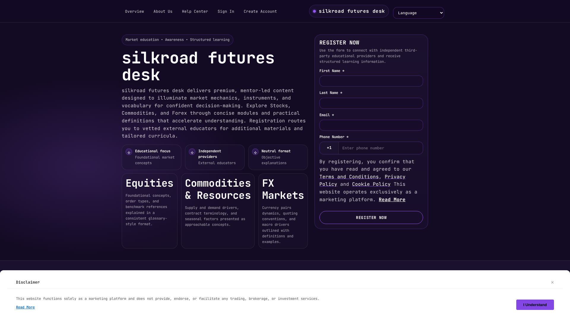 Screenshot of silkroadfuturesdesk.pro