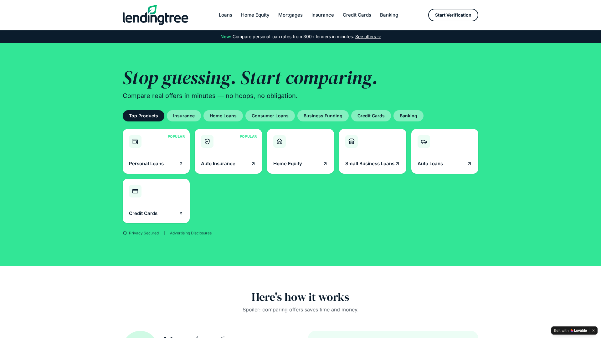 Screenshot of thelendingtree.lovable.app