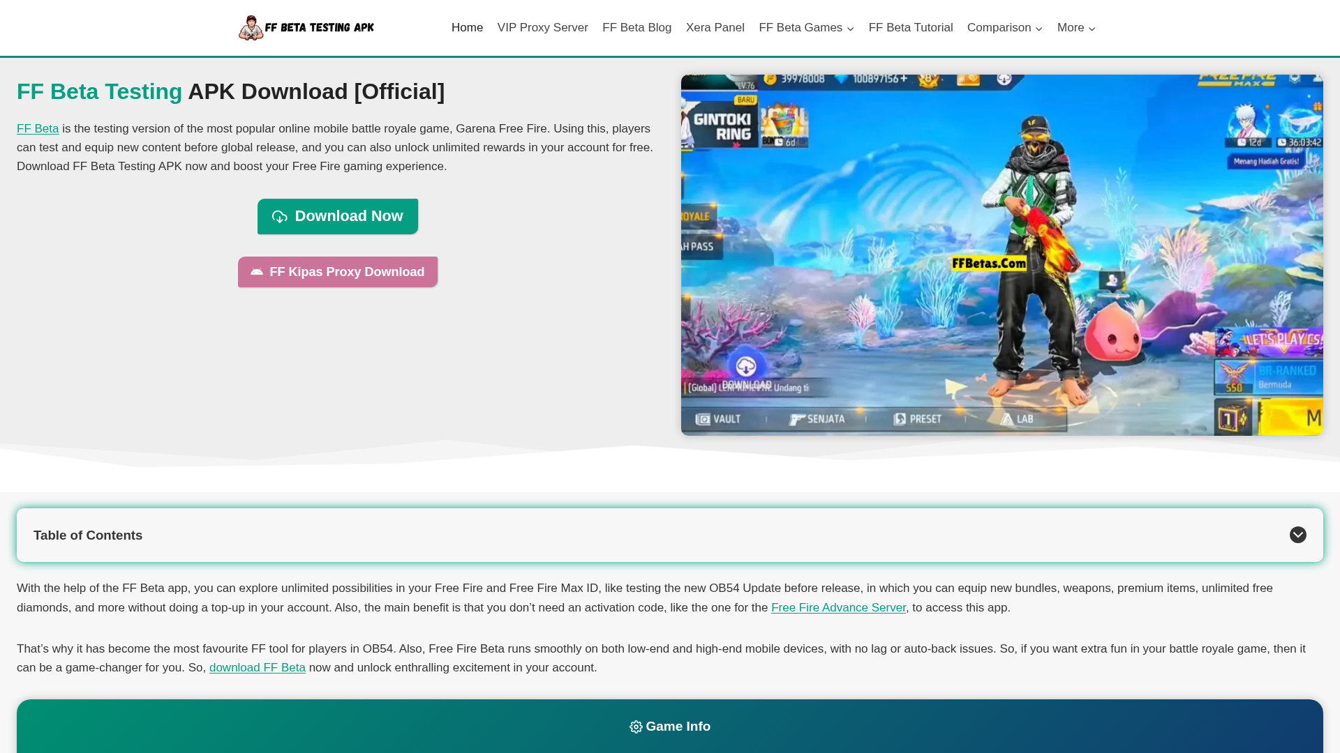 Screenshot of ffbetas.com