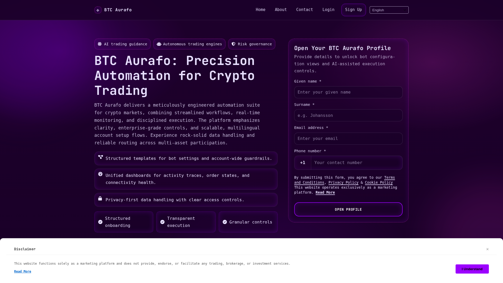 Screenshot of btcaurafo.digital