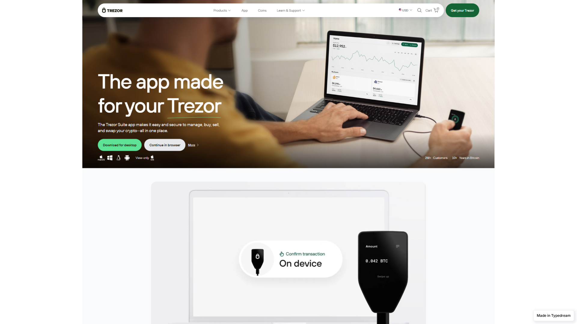 Screenshot of faq-begin-trezorio-us.typedream.app