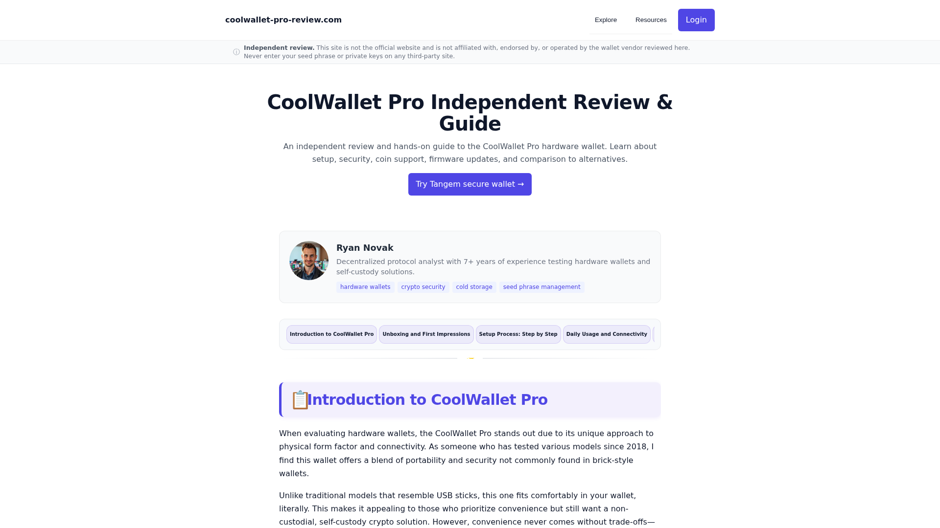 Screenshot of coolwallet-pro-review.com