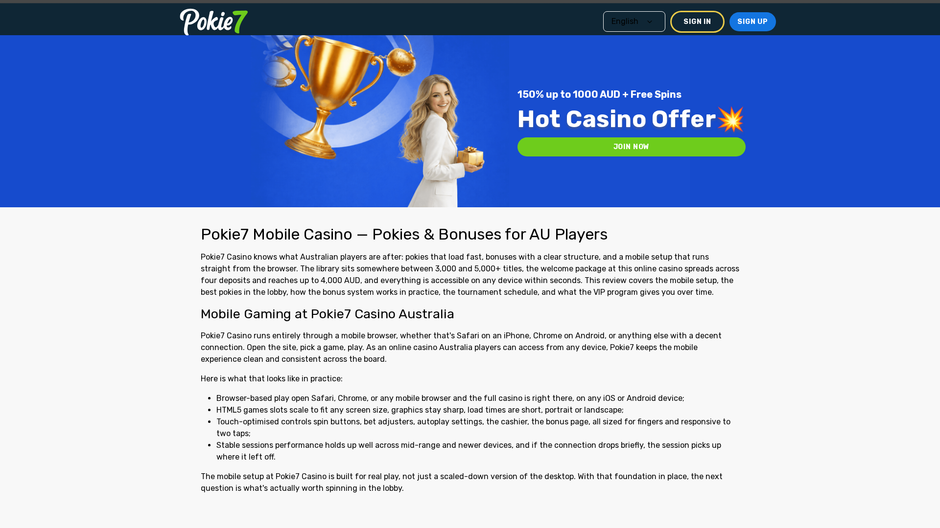 Screenshot of pokie7-welcomebonus.com
