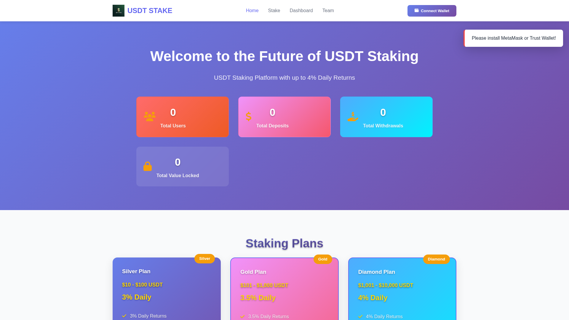 Screenshot of usdtstake.app