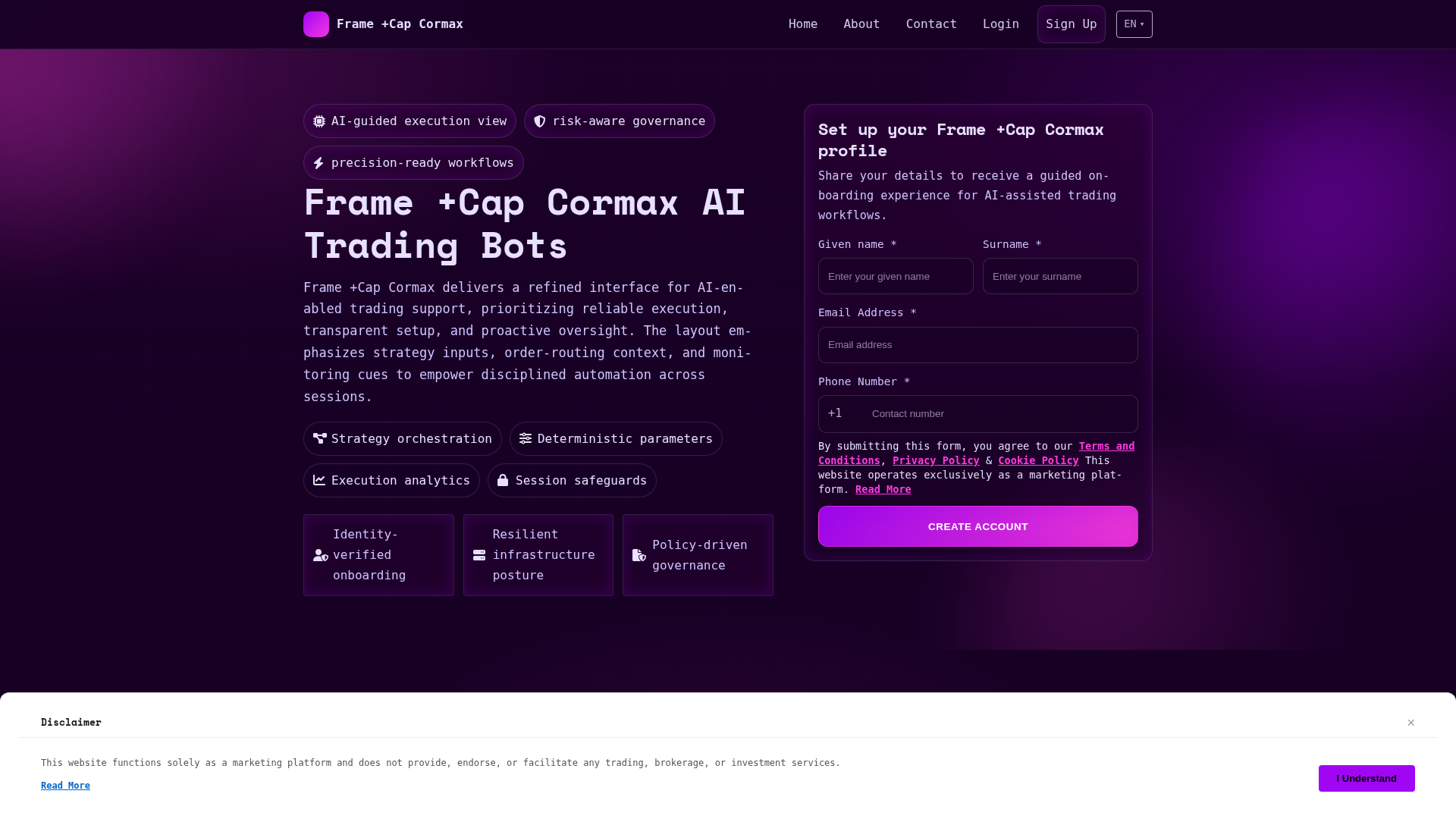 Screenshot of framecapcormax.digital