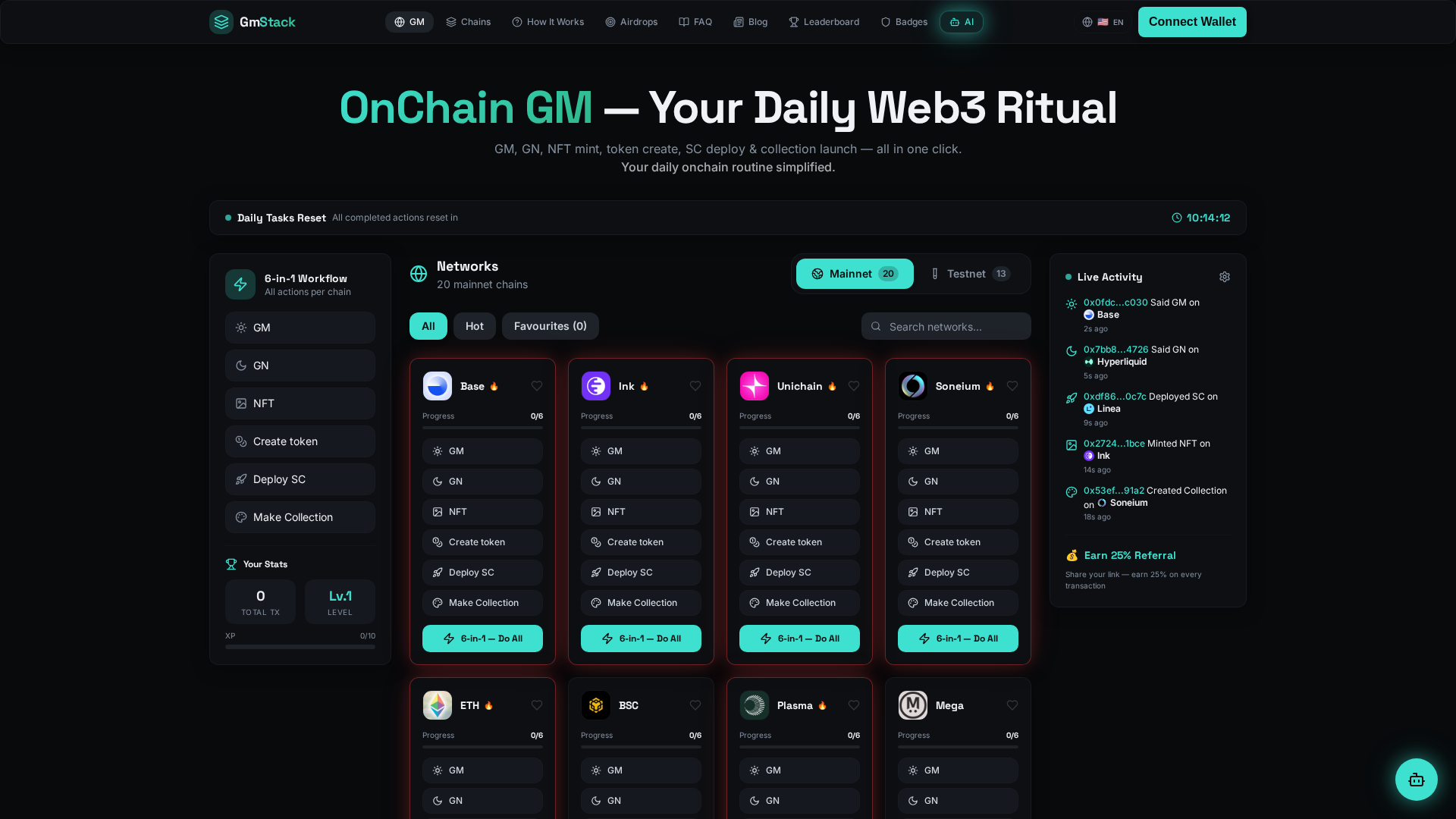 Screenshot of onchaingm.co