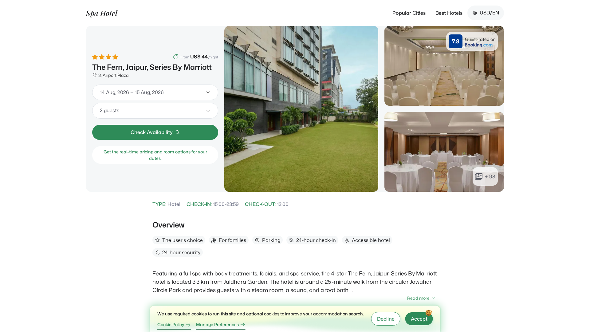 Screenshot of fernjaipurseriesbymarriott-rajasthan.spahotel.guru