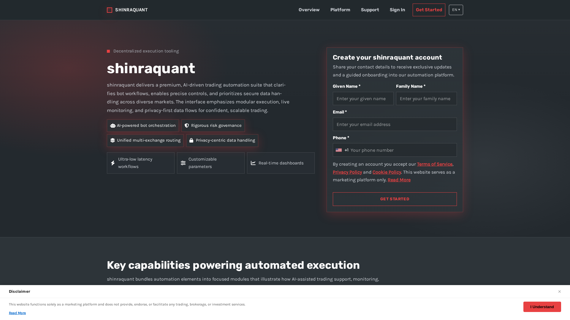 Screenshot of shinraquant.digital