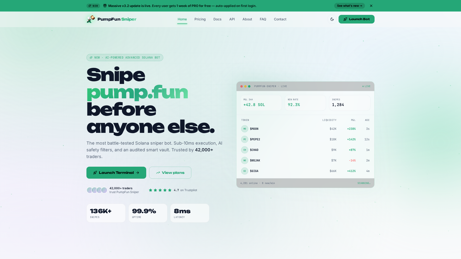 Screenshot of pump-sniper.com