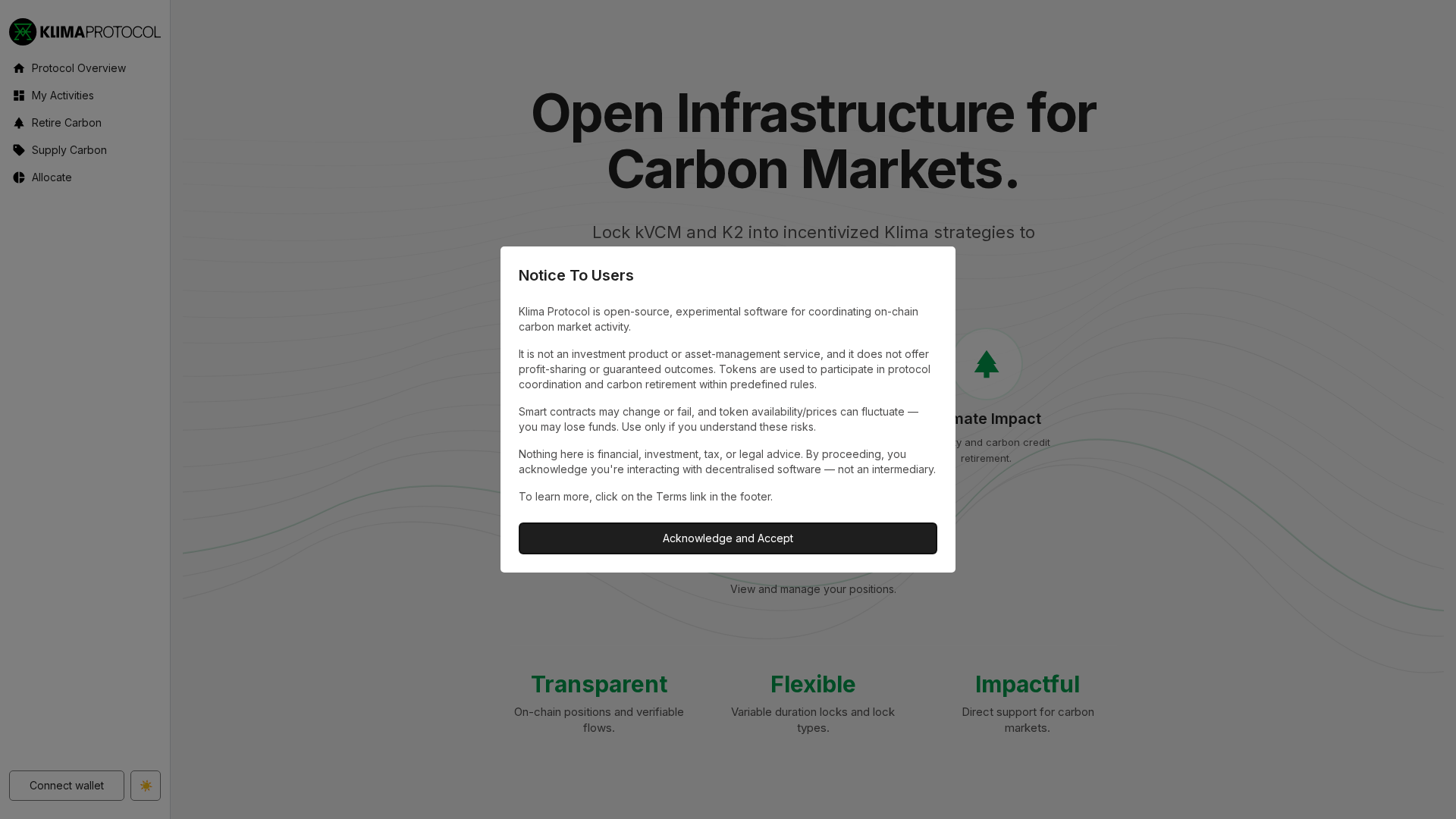 Screenshot of dapp-d0pgv9usa-klimadao.vercel.app