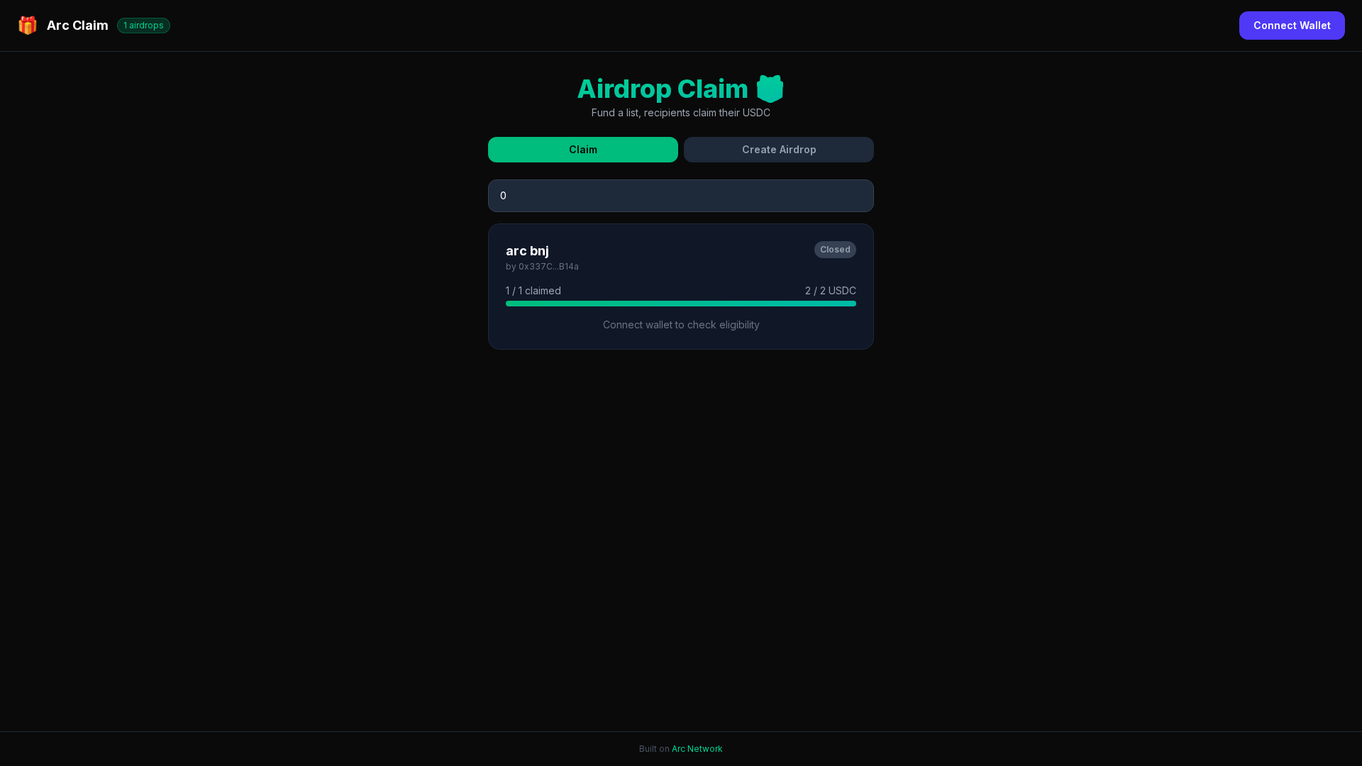 Screenshot of arc-claim.pages.dev
