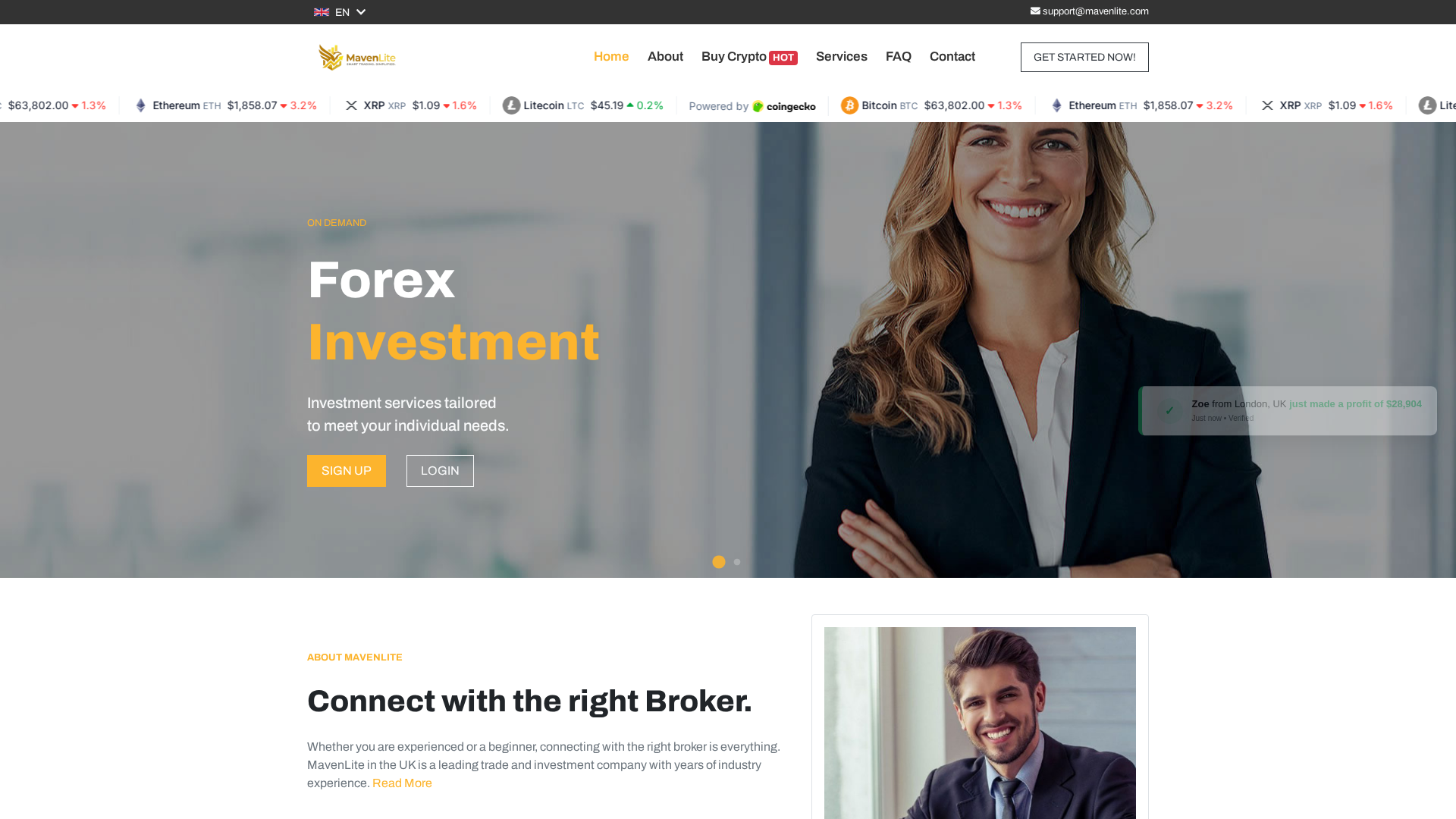 Screenshot of mavenlite.com