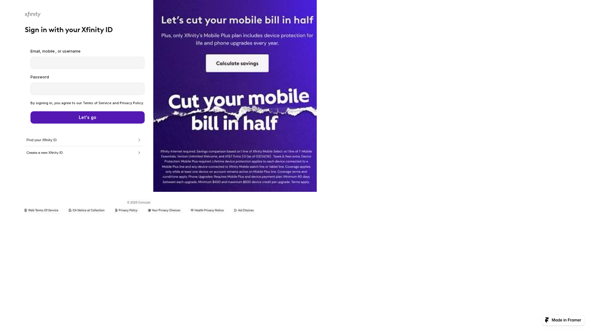 Screenshot of comcasstt.framer.website