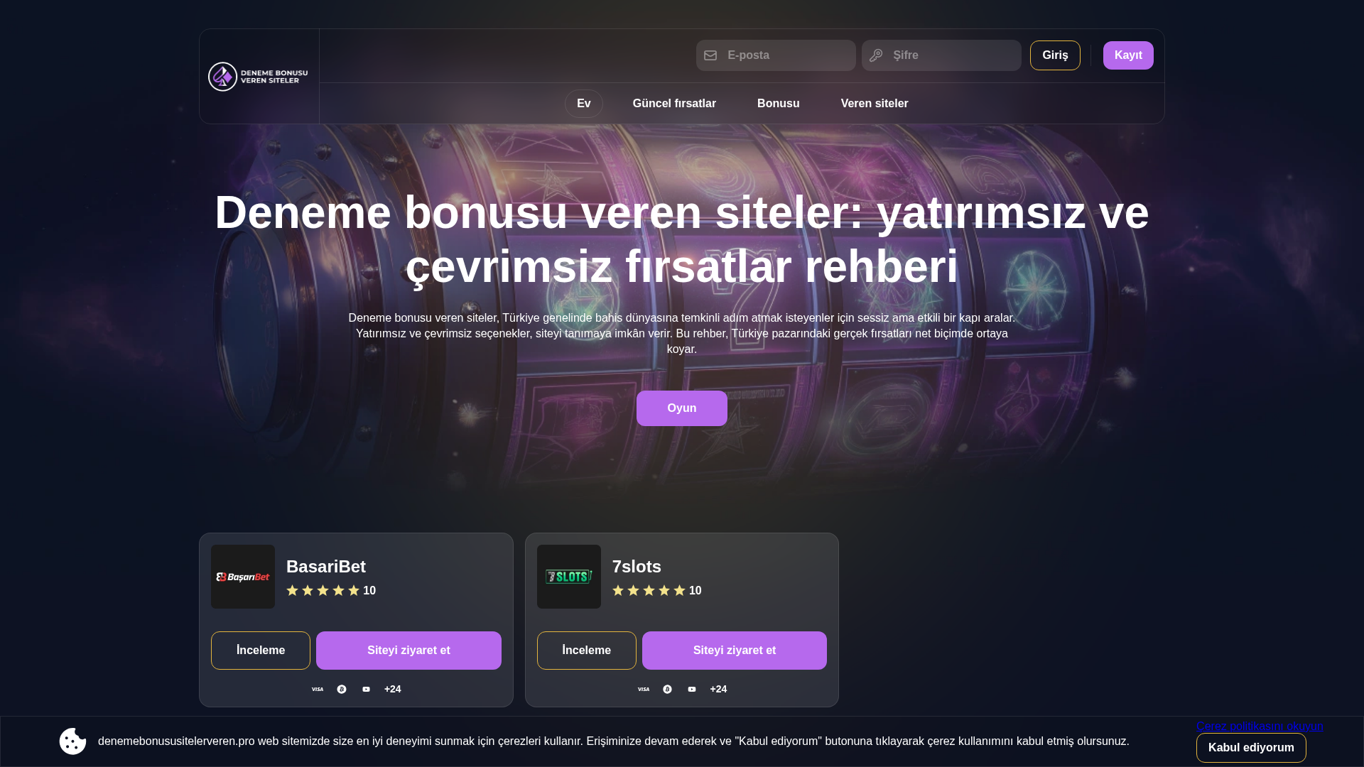 Screenshot of denemebonususitelerveren.pro
