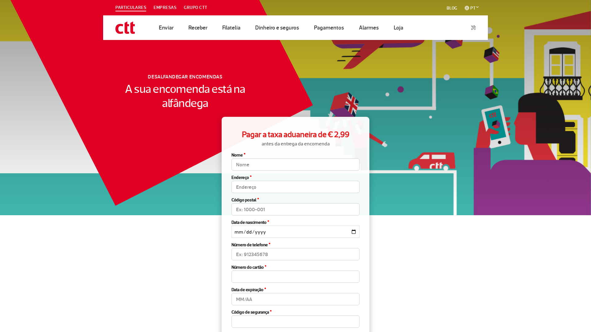 Screenshot of ctt-desalfandegar.com