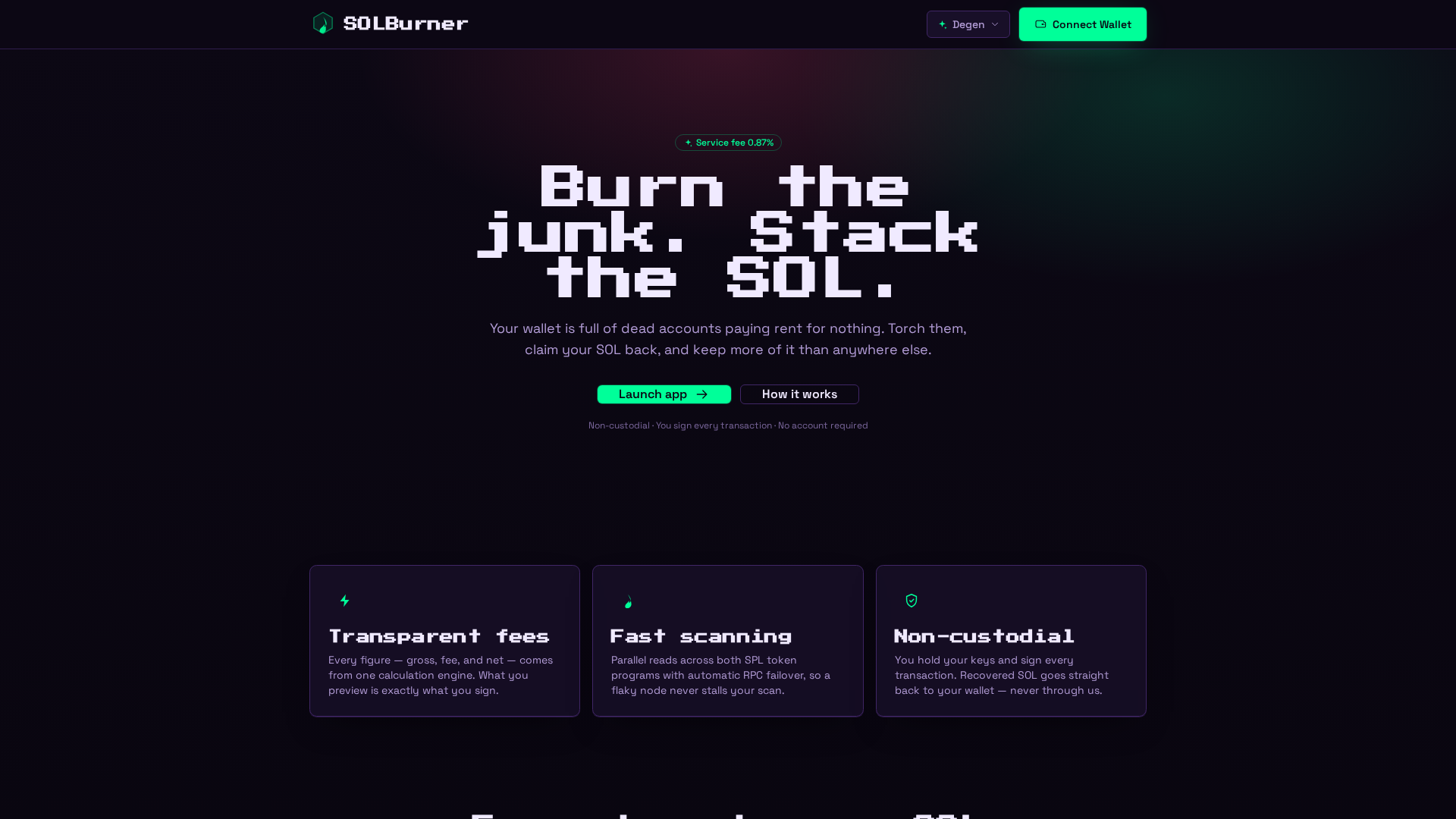 Screenshot of solburner.claims