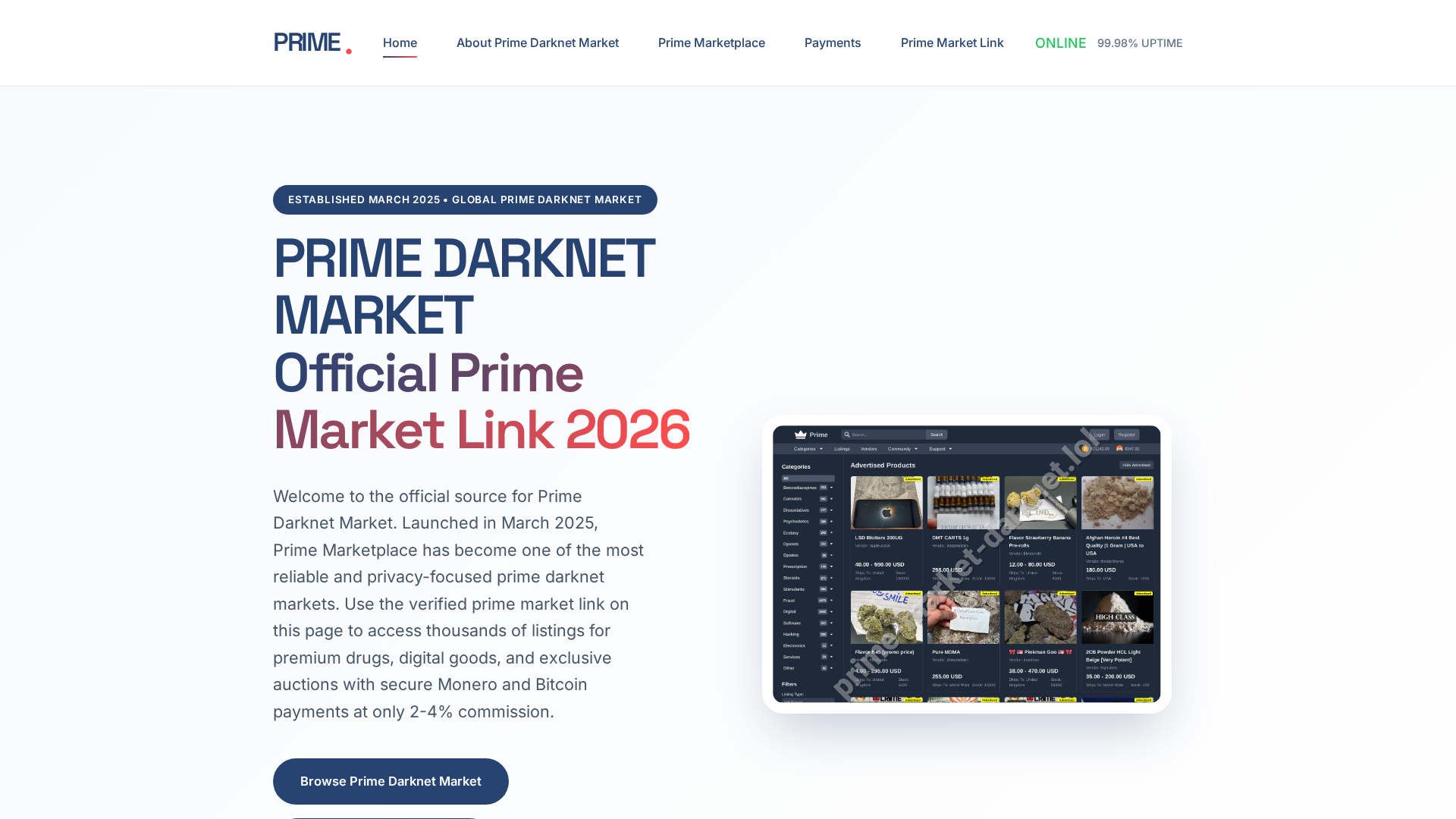 Screenshot of prime-market-darknet.lol