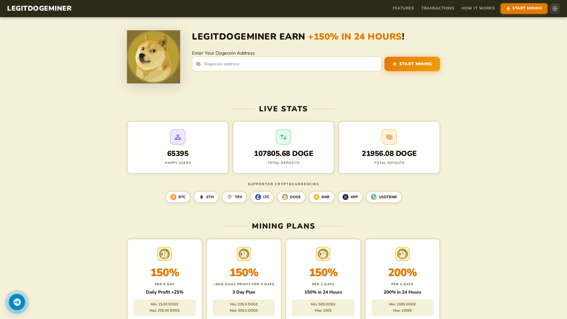 Screenshot of legitdogeminer.top