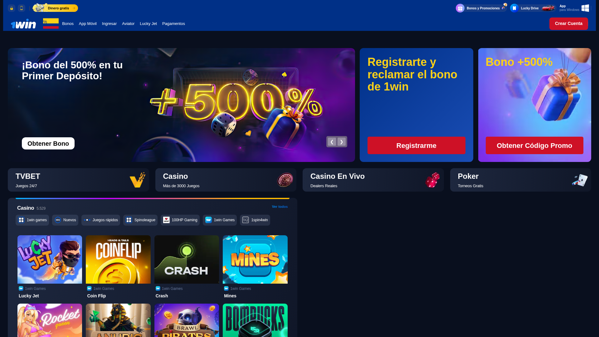 Screenshot of 1wincolombia-co.com