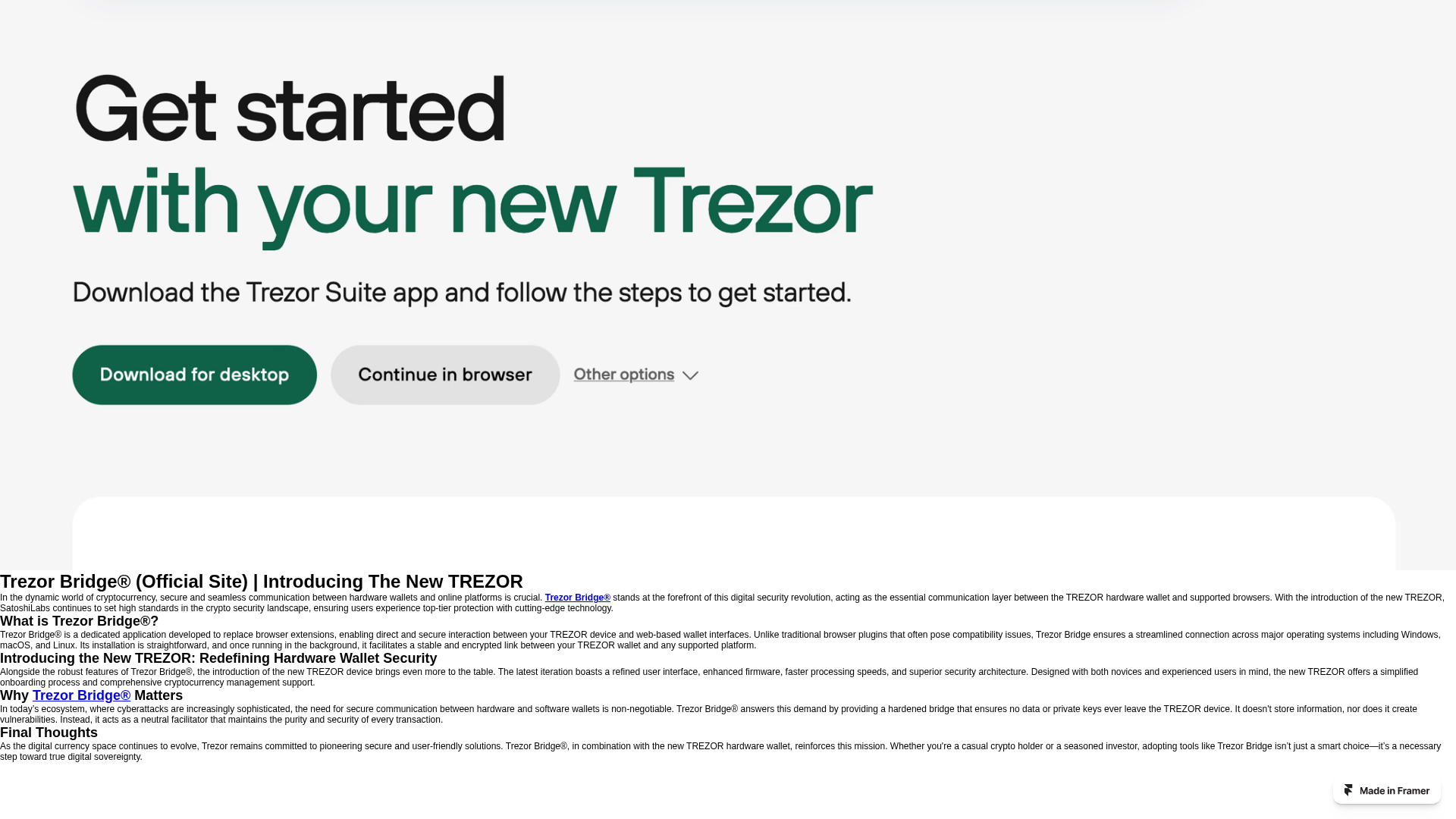Screenshot of trazorbridge.framer.website