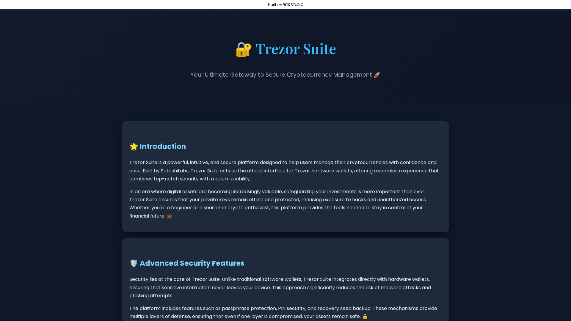 Screenshot of trezir-suiteappss.wixstudio.com