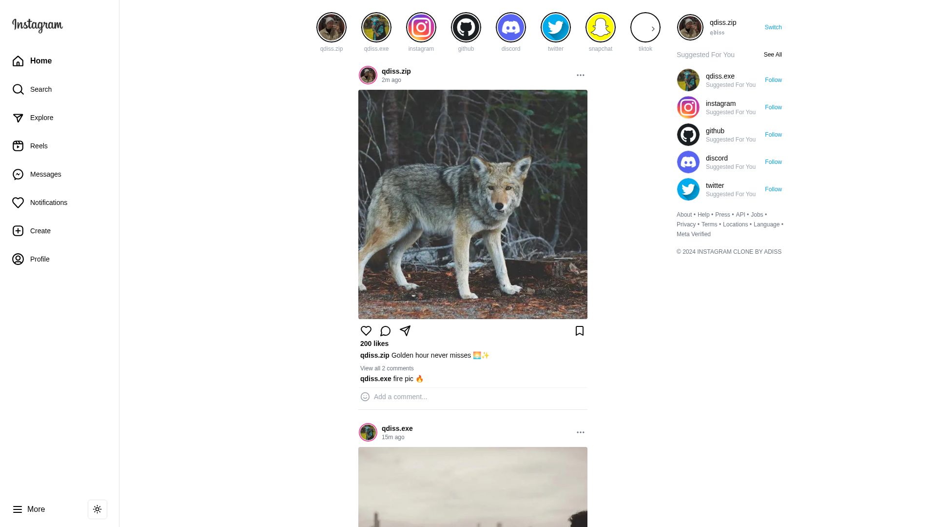 Screenshot of instagram-frontend-lime.vercel.app