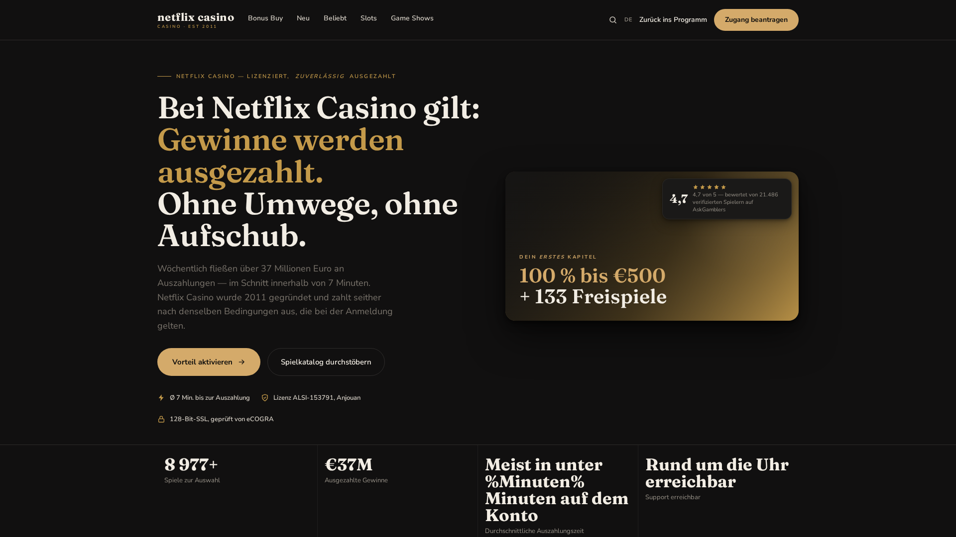 Screenshot of netflix-casino.at
