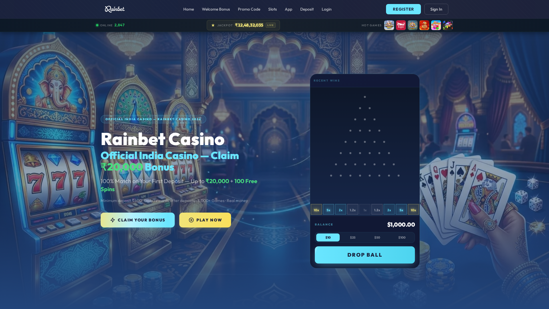 Screenshot of rainbet-casino-in.com