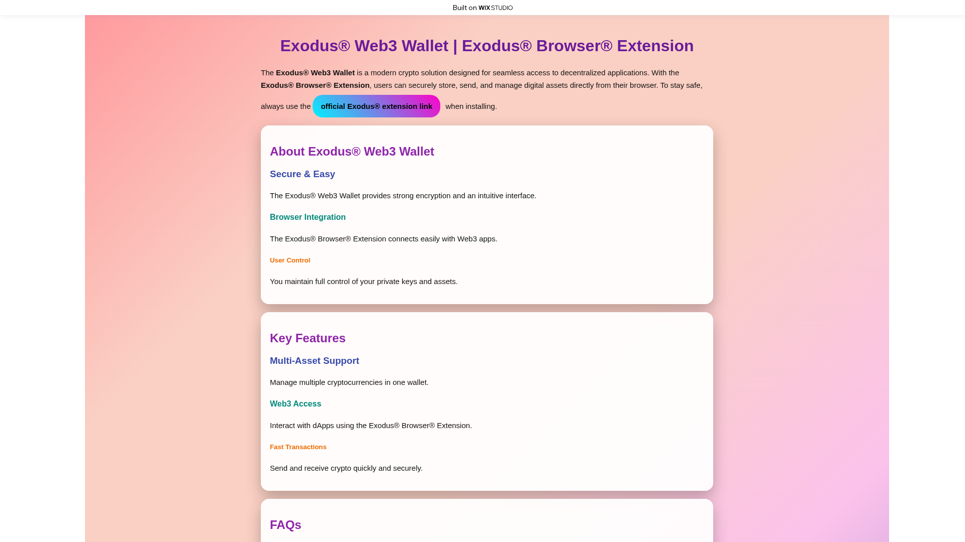 Screenshot of explore-learn-exodos.wixstudio.com