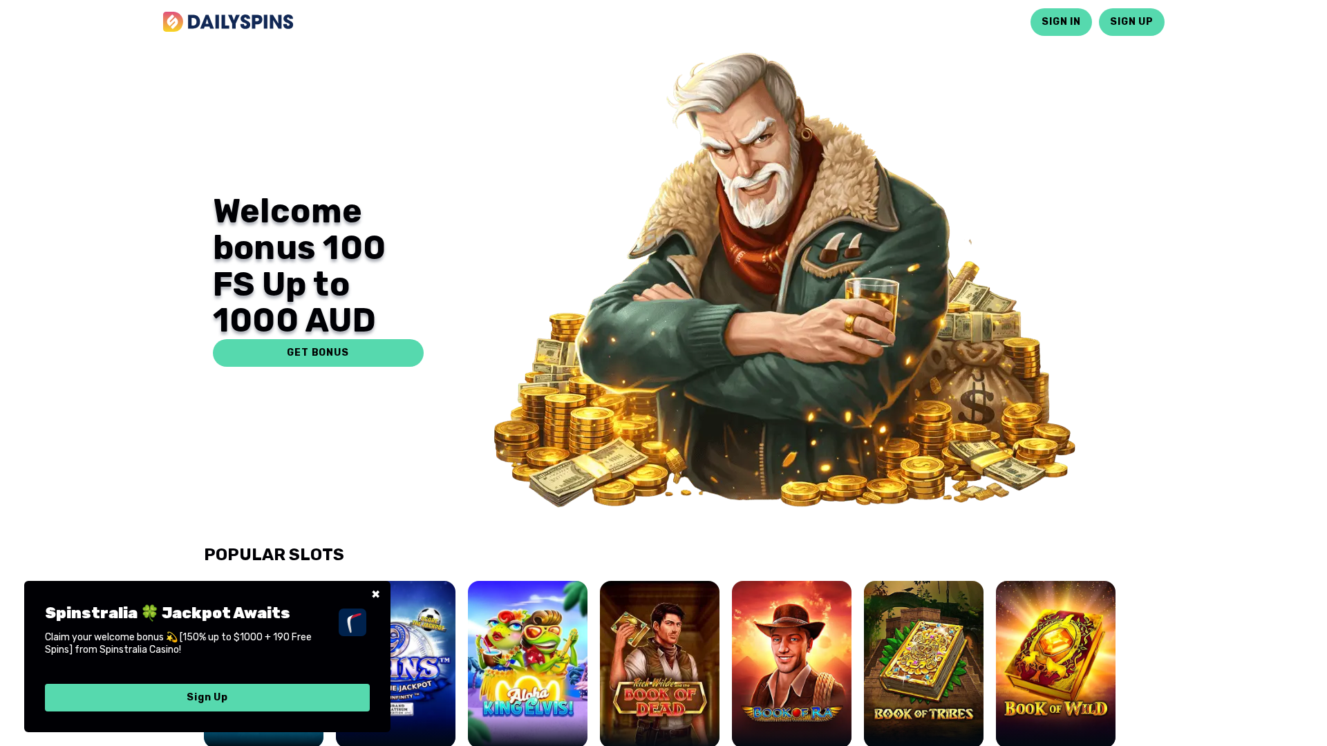 Screenshot of dailyspins-aus.com