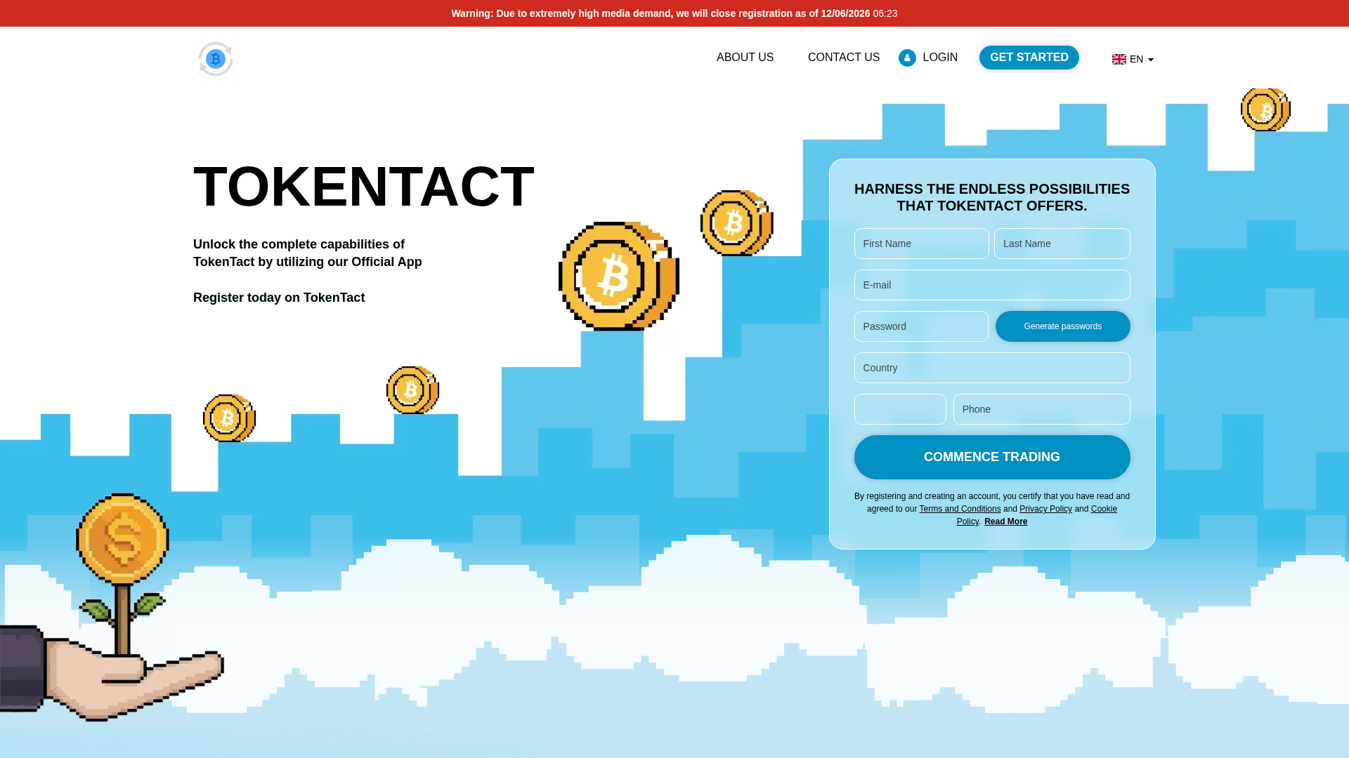 Screenshot of tokent-act-com.financecryptoworld.com