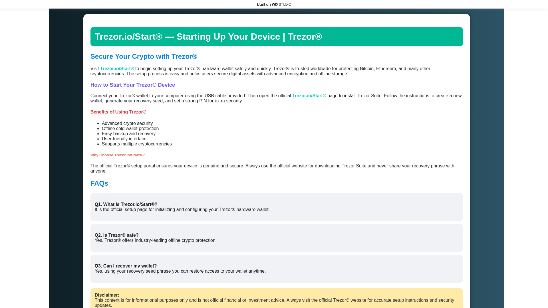 Screenshot of appsio-starttrexor.wixstudio.com