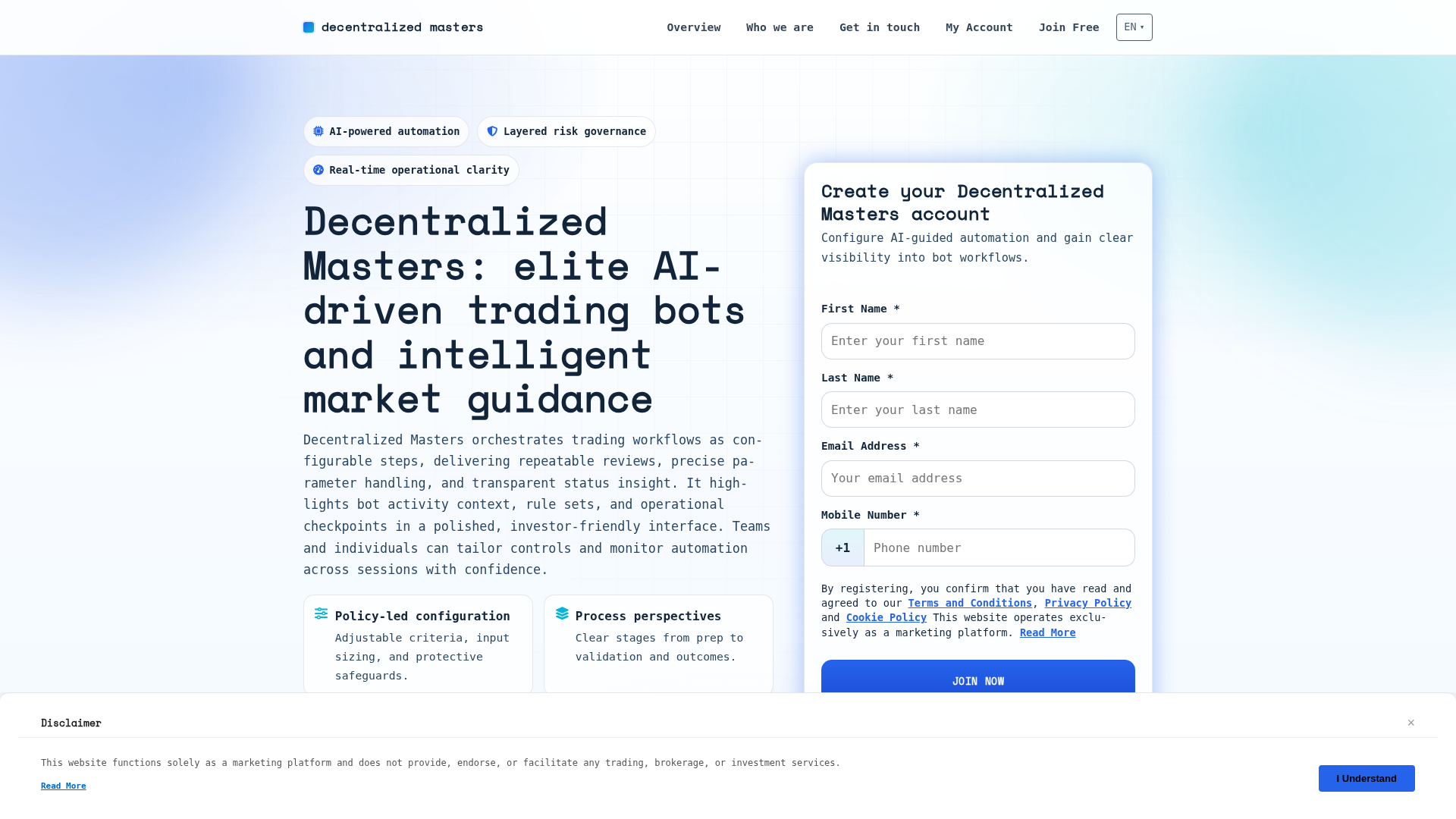 Screenshot of decentralizedmasters.digital