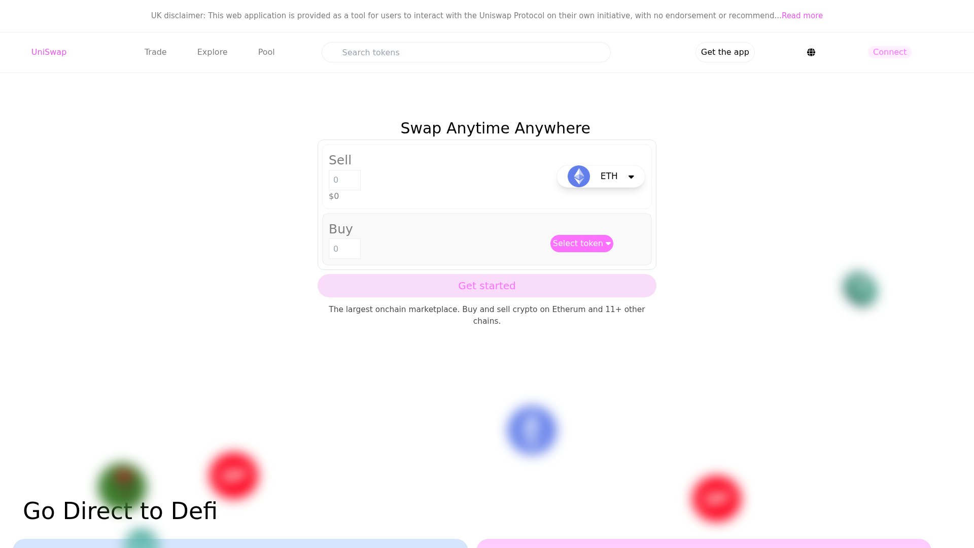 Screenshot of www.devmontannasuniswap-clone.vercel.app