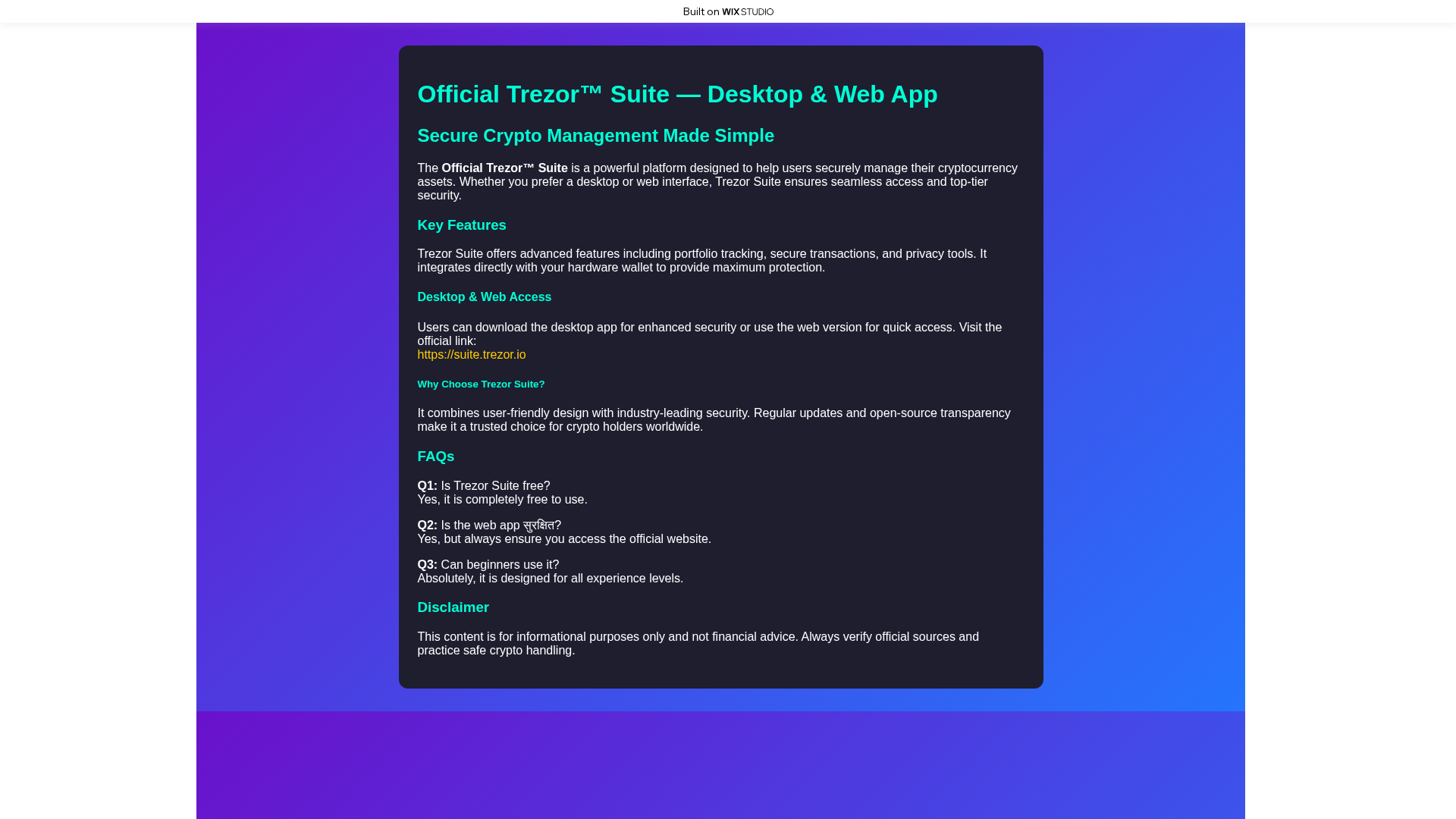 Screenshot of tresuithome.wixstudio.com